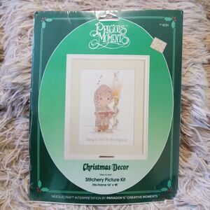 NEW VTG Precious Moments Christmas Decor Cross Stitch Stitchery Kit SEALED